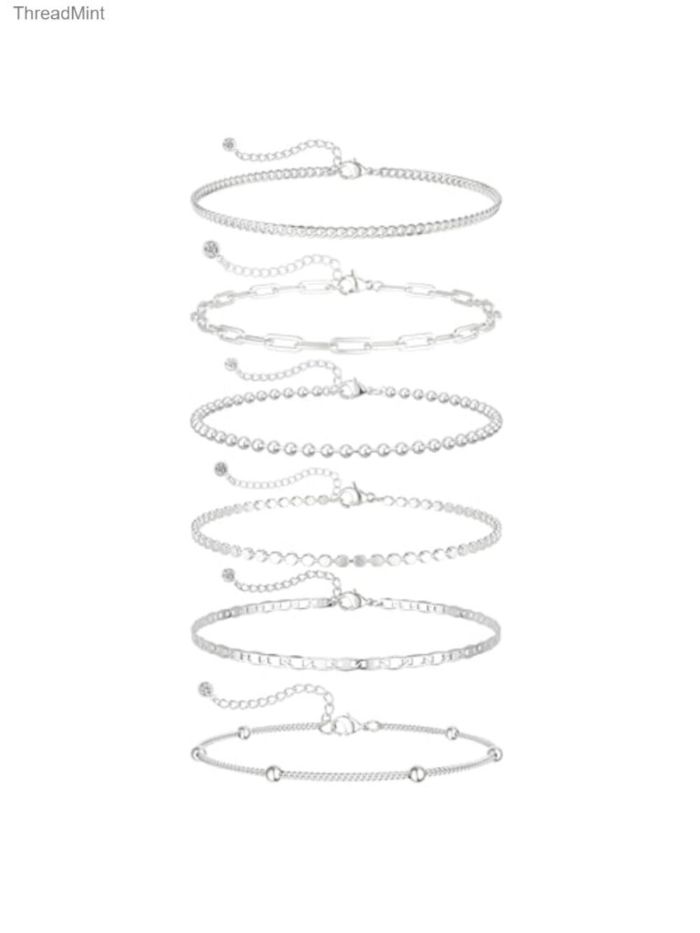 14k Gold/Silver Plated Stackable Bracelet Set Non Tarnish Dainty Layered 6PCS